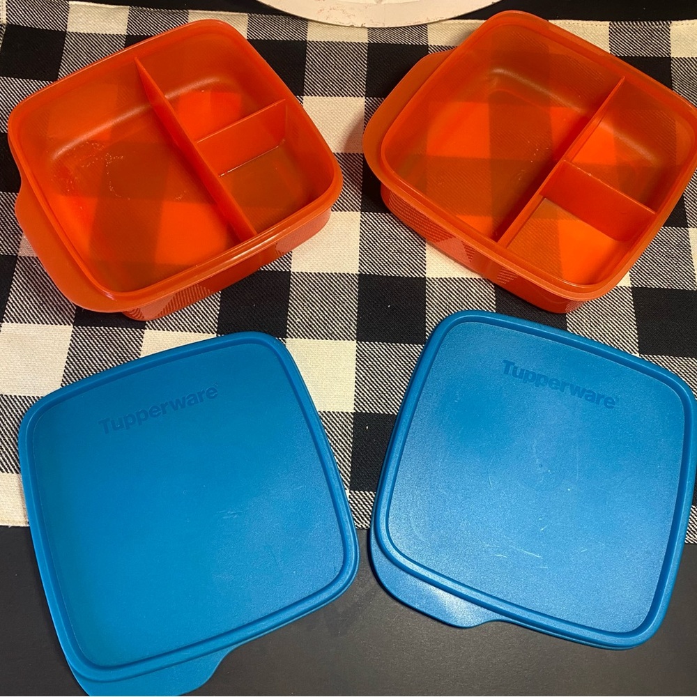 Tupperware Lunch It Divided Container Vibrant Blue and Orange Set‎ - Picture 2 of 7